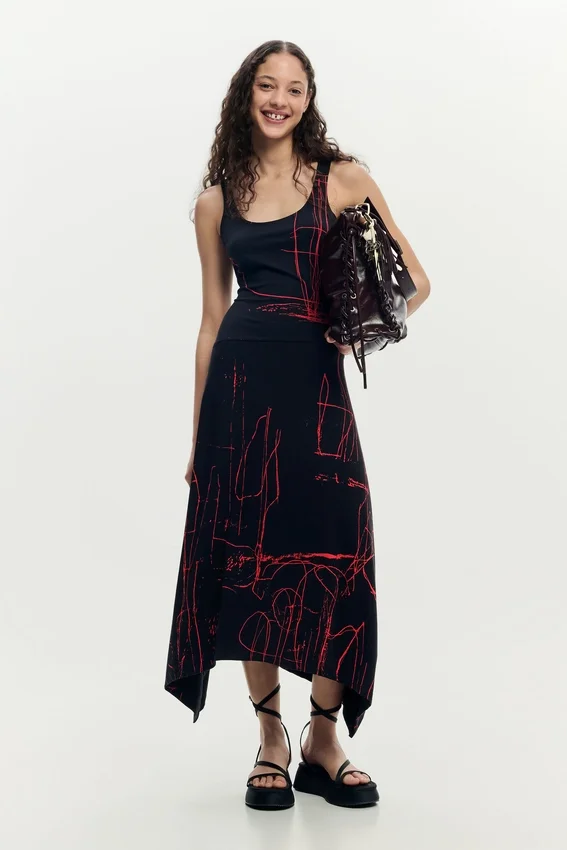 Asymmetrisches, ärmelloses Kleid Asymmetrisches, ärmelloses Kleid