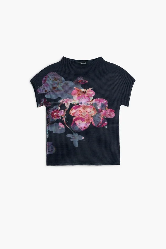 Bedruckte Bluse mit hohem Kragen Bedruckte Bluse mit hohem Kragen