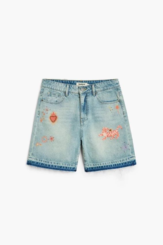 Bedruckte Denim-Bermudas Bedruckte Denim-Bermudas