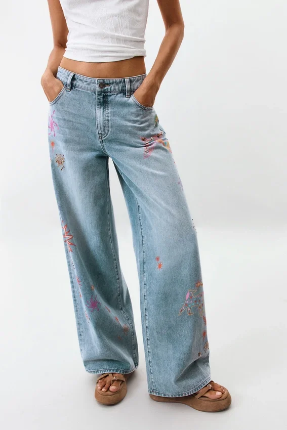 Bedruckte Jeans-Hose Bedruckte Jeans-Hose