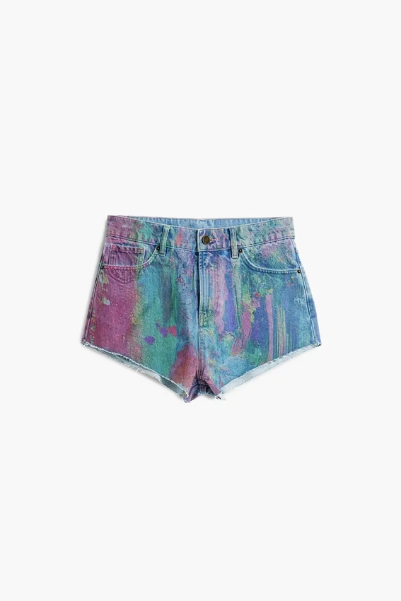 Bedruckte Jeans-Shorts Bedruckte Jeans-Shorts