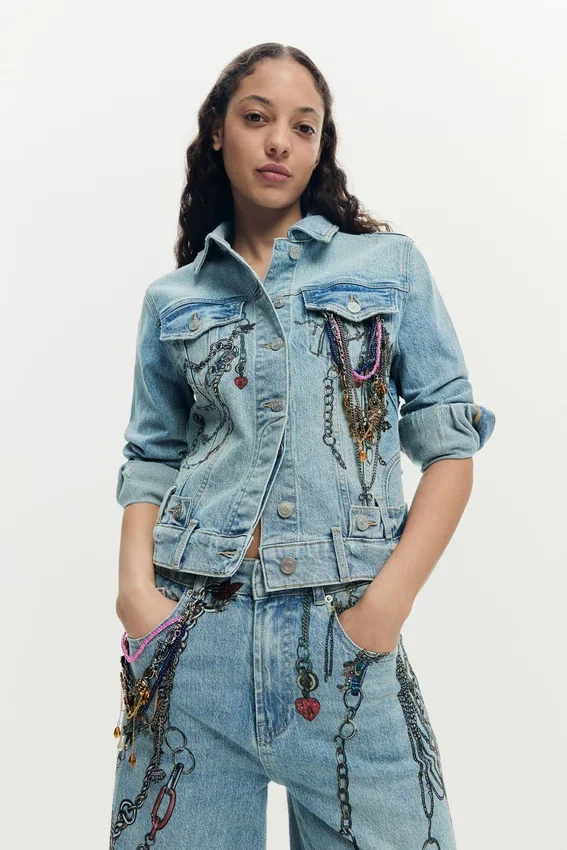 Bedruckte Jeansjacke Bedruckte Jeansjacke
