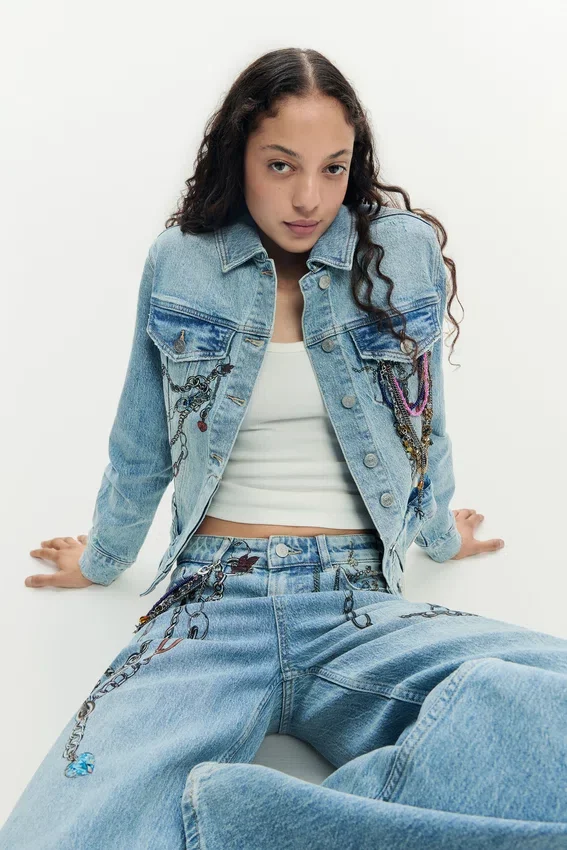 Bedruckte Jeansjacke Bedruckte Jeansjacke