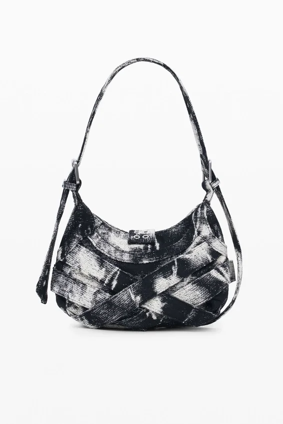 Bedruckte mittelgroße Tasche mit Schnallen Bedruckte mittelgroße Tasche mit Schnallen