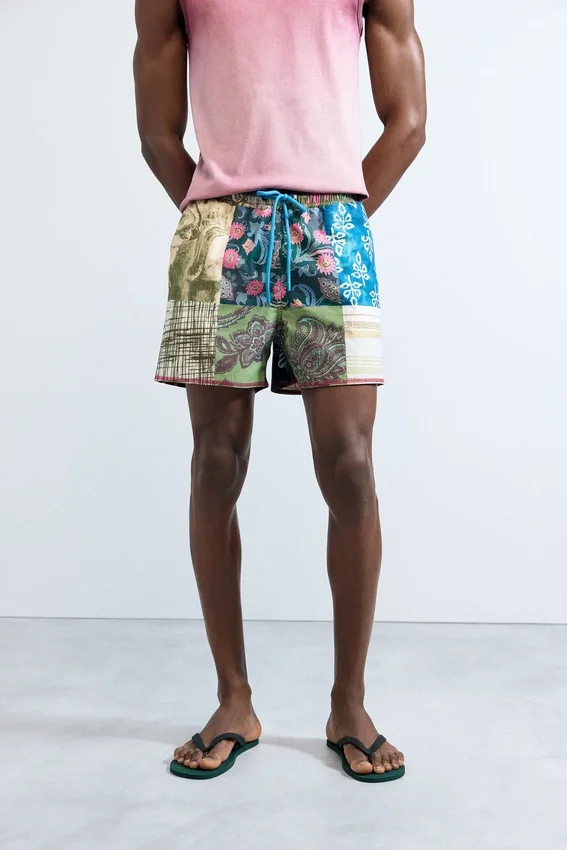 Bedruckte Patch-Badehose Bedruckte Patch-Badehose