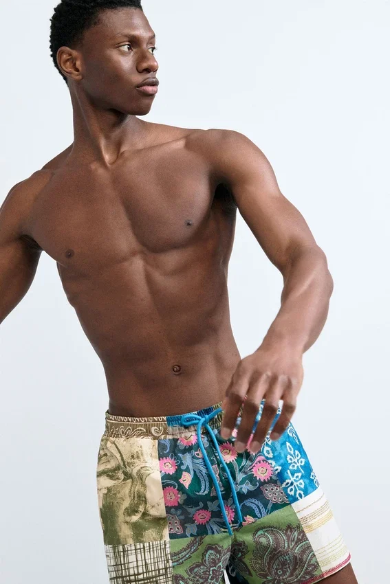 Bedruckte Patch-Badehose Bedruckte Patch-Badehose