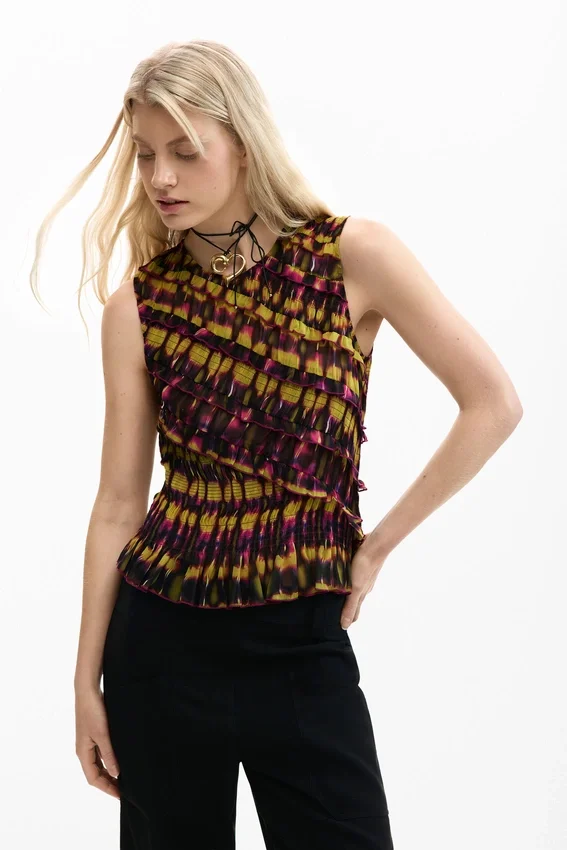 Bedruckte ärmellose Bluse Bedruckte ärmellose Bluse
