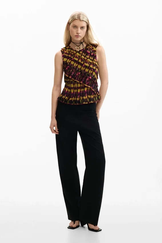 Bedruckte ärmellose Bluse Bedruckte ärmellose Bluse