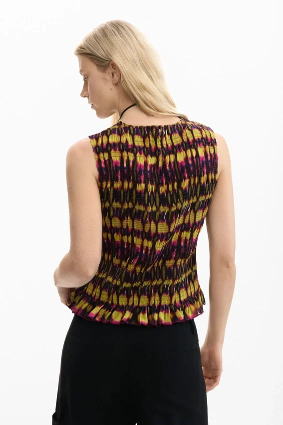Bedruckte ärmellose Bluse Bedruckte ärmellose Bluse