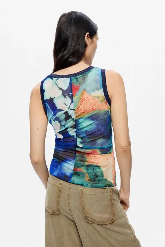 Bedruckte ärmellose Bluse Bedruckte ärmellose Bluse