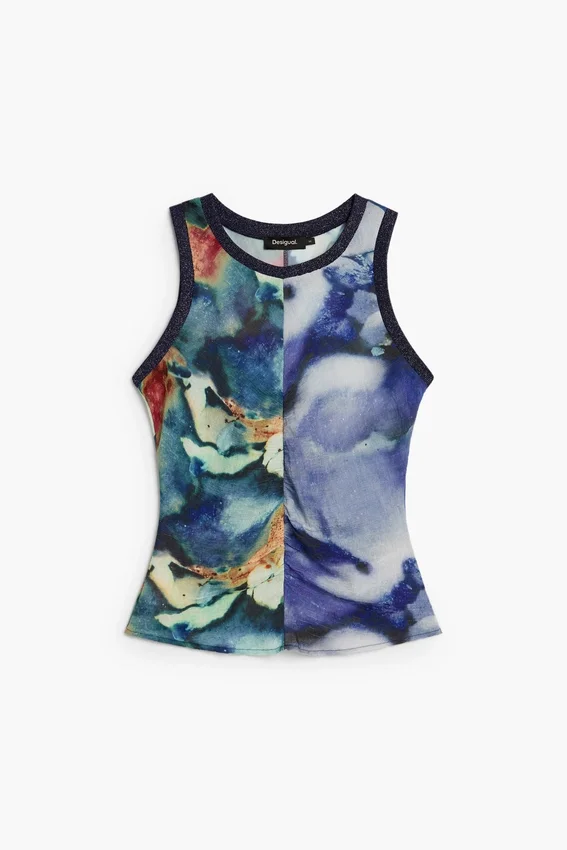 Bedruckte ärmellose Bluse Bedruckte ärmellose Bluse