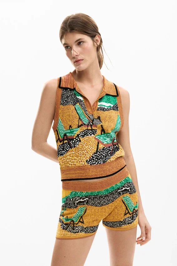 Bedruckte Strick-Shorts Bedruckte Strick-Shorts