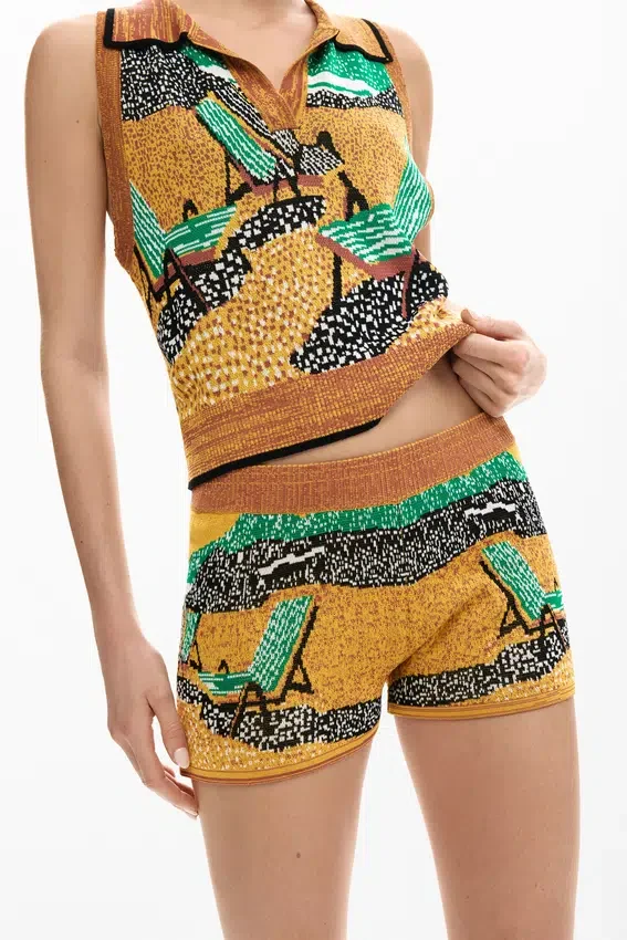 Bedruckte Strick-Shorts Bedruckte Strick-Shorts