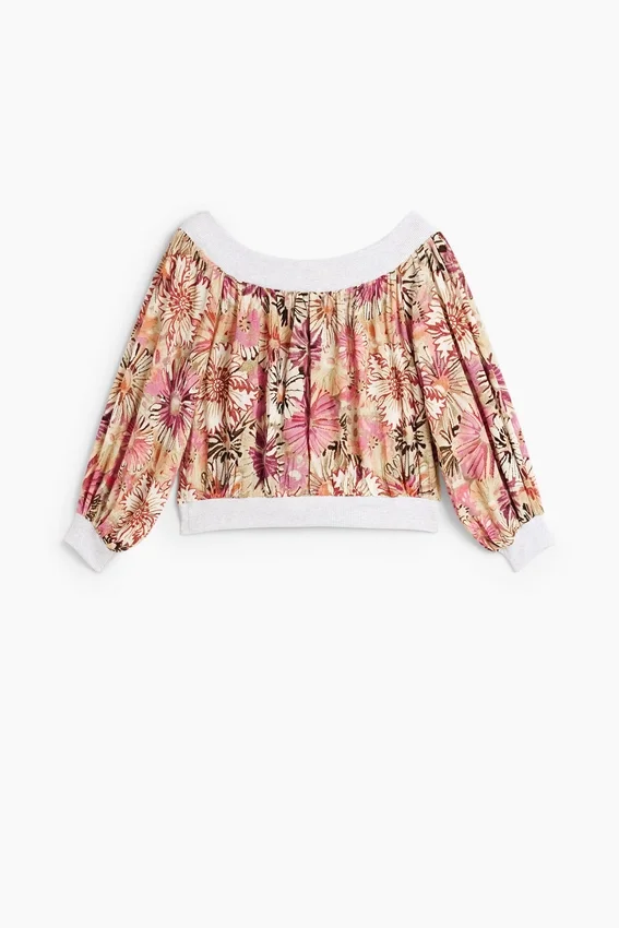 Bedruckte trägerlose Bluse Bedruckte trägerlose Bluse