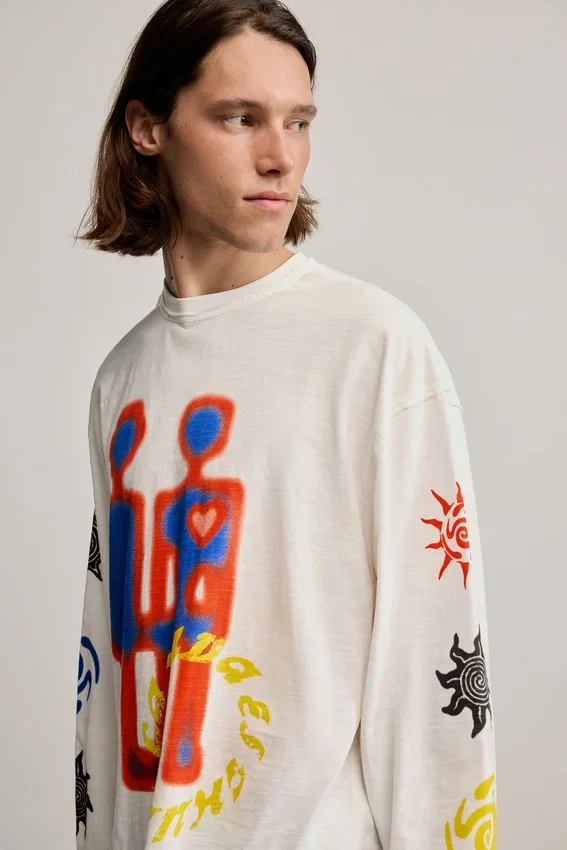 Bedrucktes Baumwoll-T-Shirt Bedrucktes Baumwoll-T-Shirt