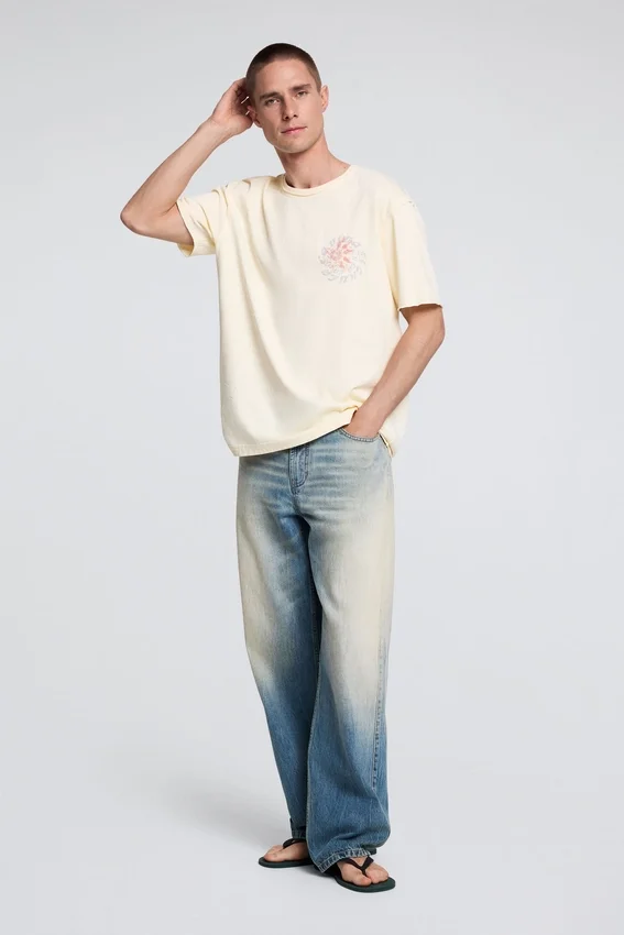 Bedrucktes Baumwoll-T-Shirt Bedrucktes Baumwoll-T-Shirt
