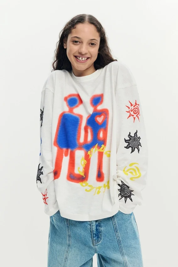 Bedrucktes Baumwoll-T-Shirt Bedrucktes Baumwoll-T-Shirt