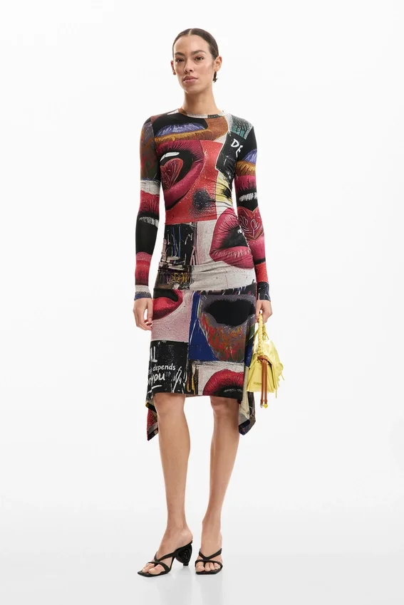 Bedrucktes Kleid „Mouths“ Bedrucktes Kleid „Mouths“