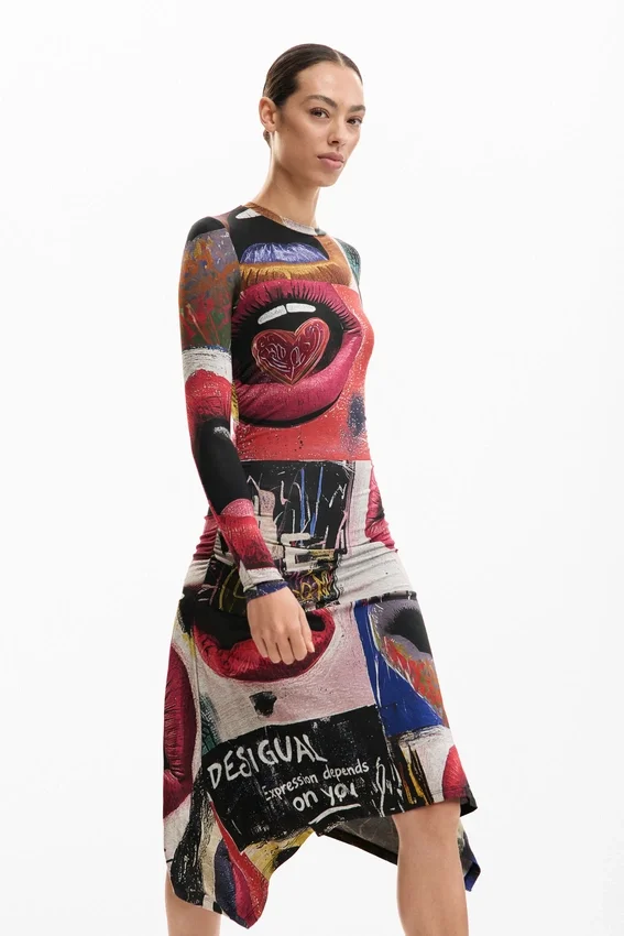 Bedrucktes Kleid „Mouths“ Bedrucktes Kleid „Mouths“