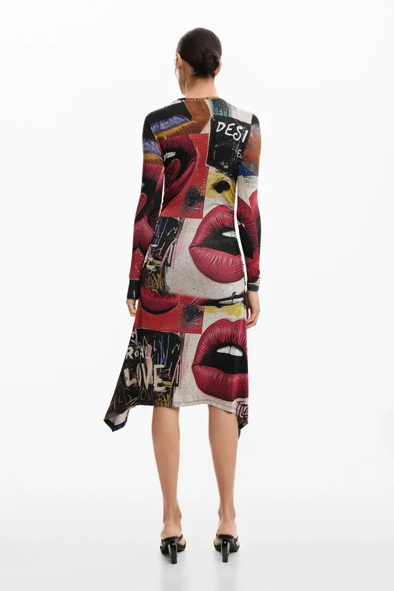 Bedrucktes Kleid „Mouths“ Bedrucktes Kleid „Mouths“