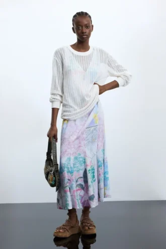 Bedrucktes Langarm-Kleid Bedrucktes Langarm-Kleid