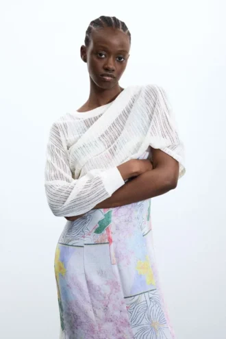 Bedrucktes Langarm-Kleid Bedrucktes Langarm-Kleid