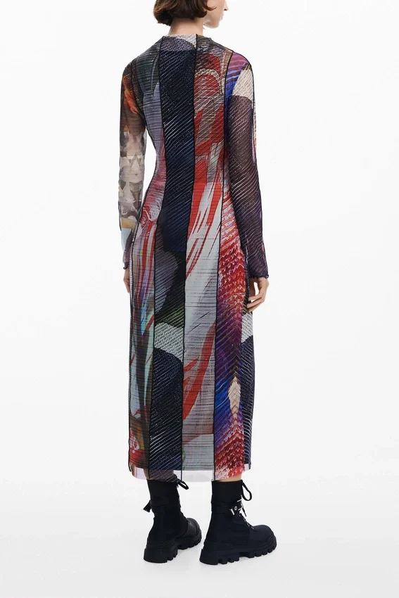 Bedrucktes Midi-Kleid aus Tüll Bedrucktes Midi-Kleid aus Tüll