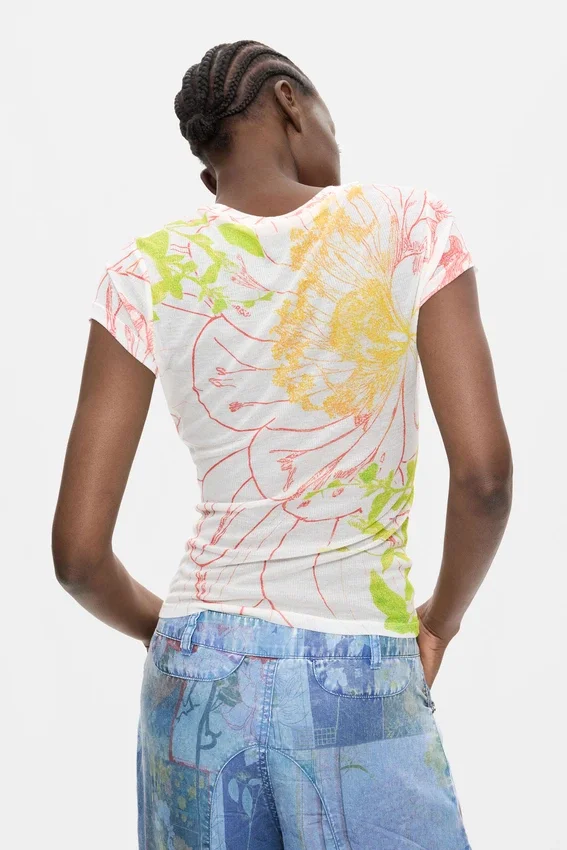 Bedrucktes Strick-T-Shirt Bedrucktes Strick-T-Shirt