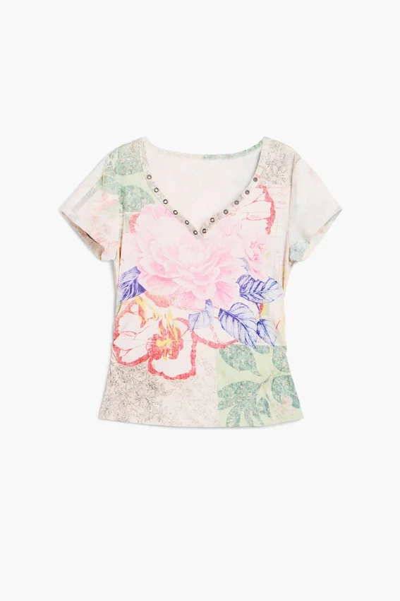 Bedrucktes T-Shirt aus 100 % Baumwolle Bedrucktes T-Shirt aus 100 % Baumwolle