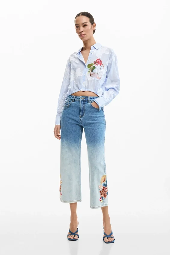 Bestickte Culotte-Jeans Bestickte Culotte-Jeans