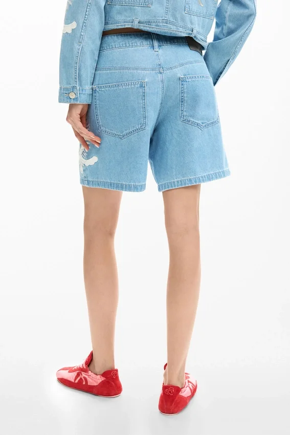Bestickte Denim-Bermudas Bestickte Denim-Bermudas