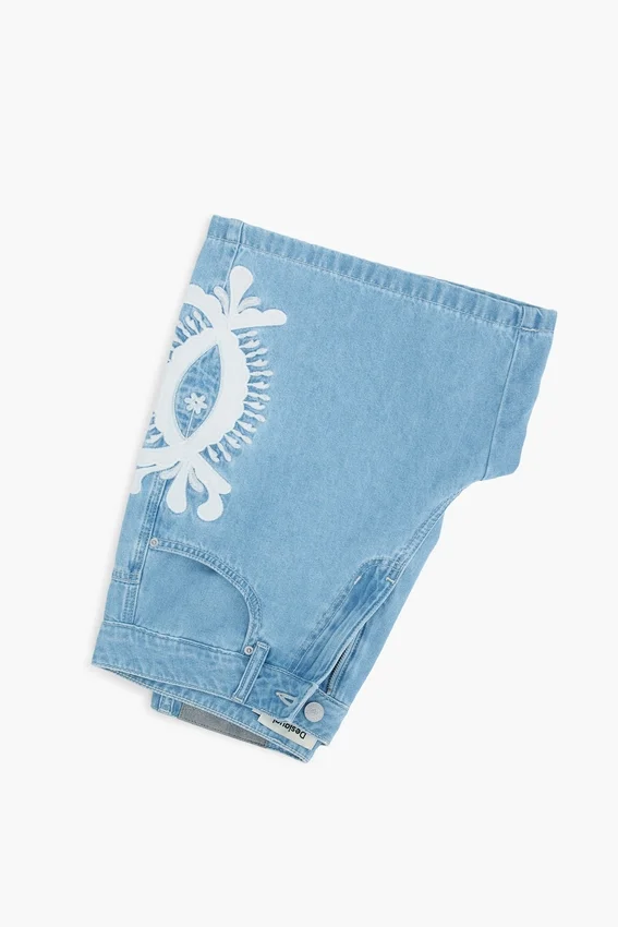 Bestickte Denim-Bermudas Bestickte Denim-Bermudas