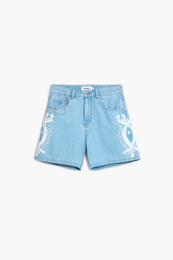 Bestickte Denim-Bermudas Bestickte Denim-Bermudas