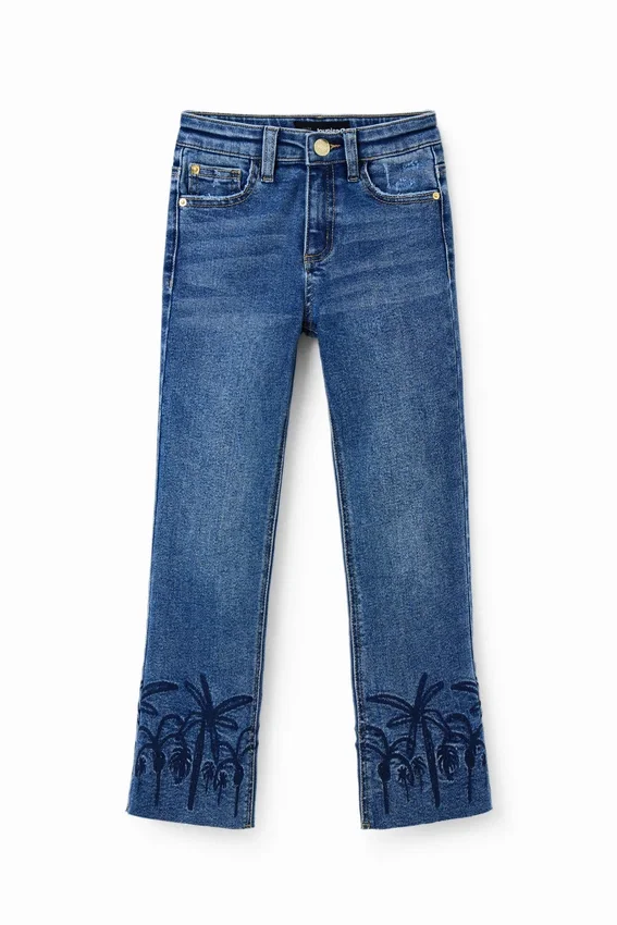 Bestickte lange Flare-Jeans Bestickte lange Flare-Jeans