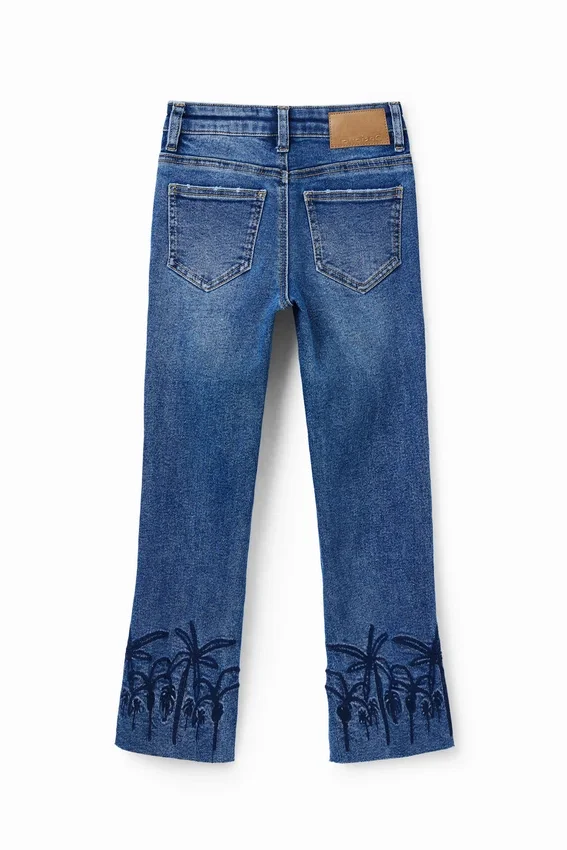 Bestickte lange Flare-Jeans Bestickte lange Flare-Jeans