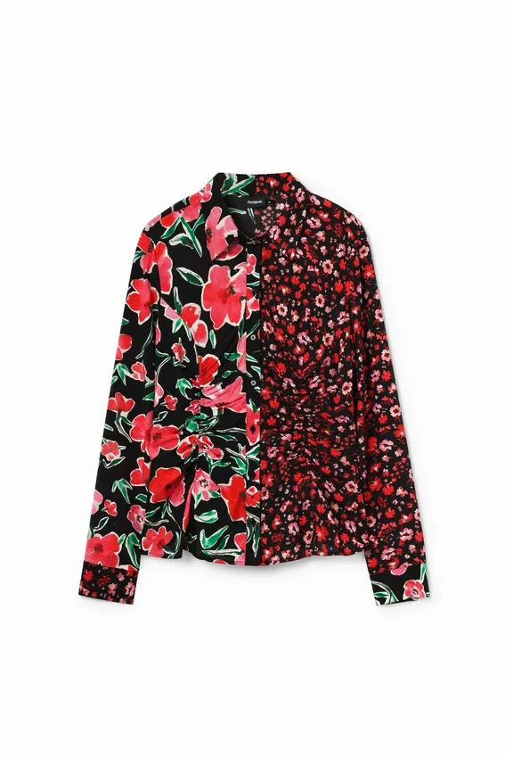 Blumiges Hemd mit Raffungen Blumiges Hemd mit Raffungen