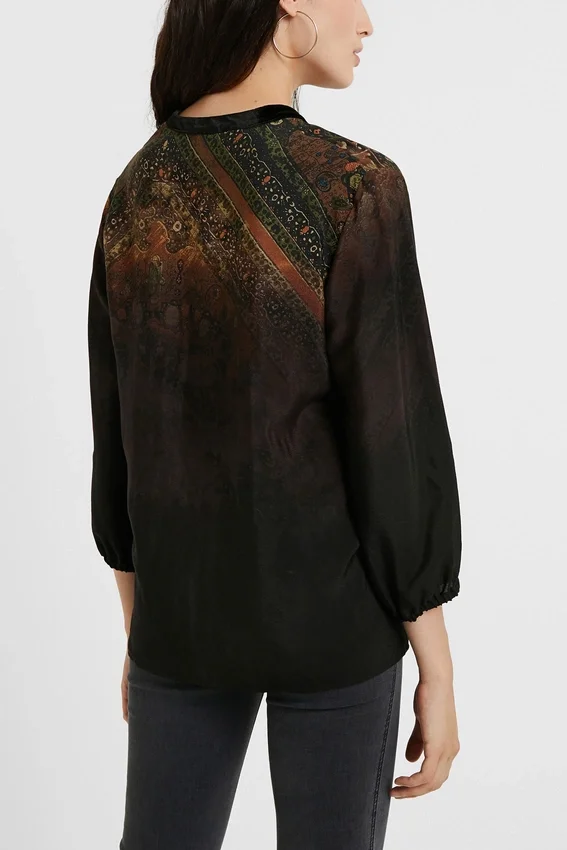 Bluse mit 3/4-Ärmeln und Print Bluse mit 3/4-Ärmeln und Print