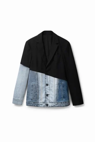 Denim-Blazer aus zwei Materialien Denim-Blazer aus zwei Materialien