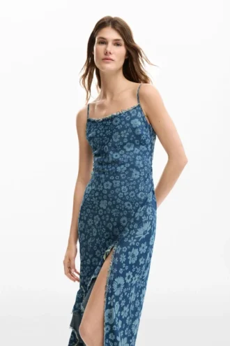 Denim-Rüschen-Kleid