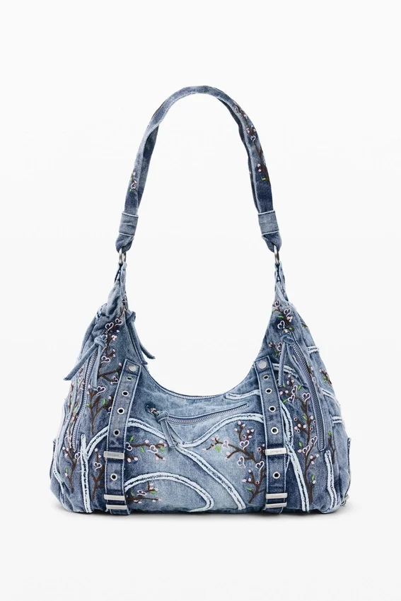 Denim-Tasche mit Schnallen Denim-Tasche mit Schnallen