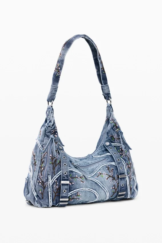 Denim-Tasche mit Schnallen Denim-Tasche mit Schnallen