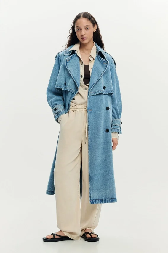 Jeans-Mäntel mit Gürtel Jeans-Mäntel mit Gürtel