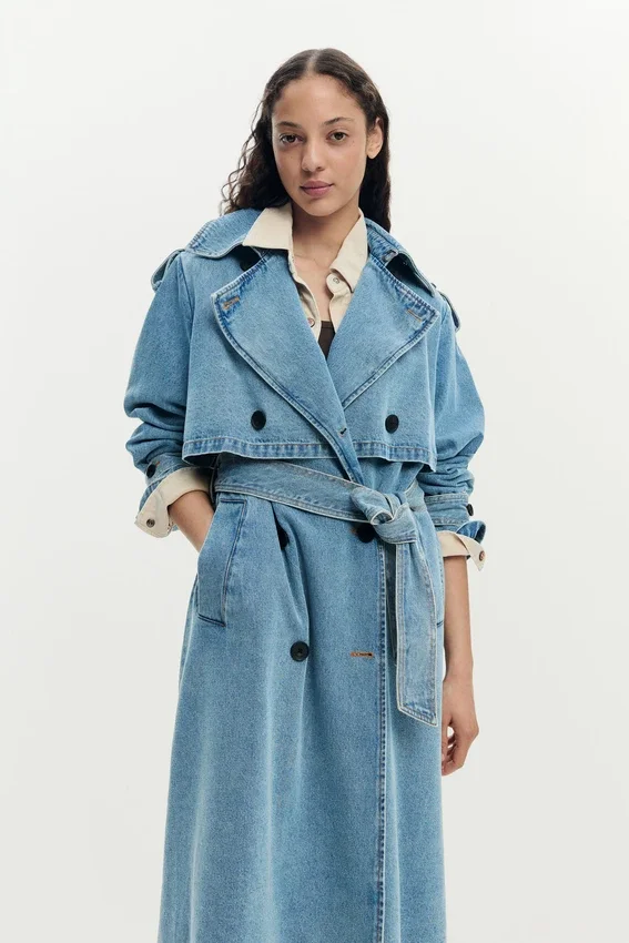 Jeans-Mäntel mit Gürtel Jeans-Mäntel mit Gürtel