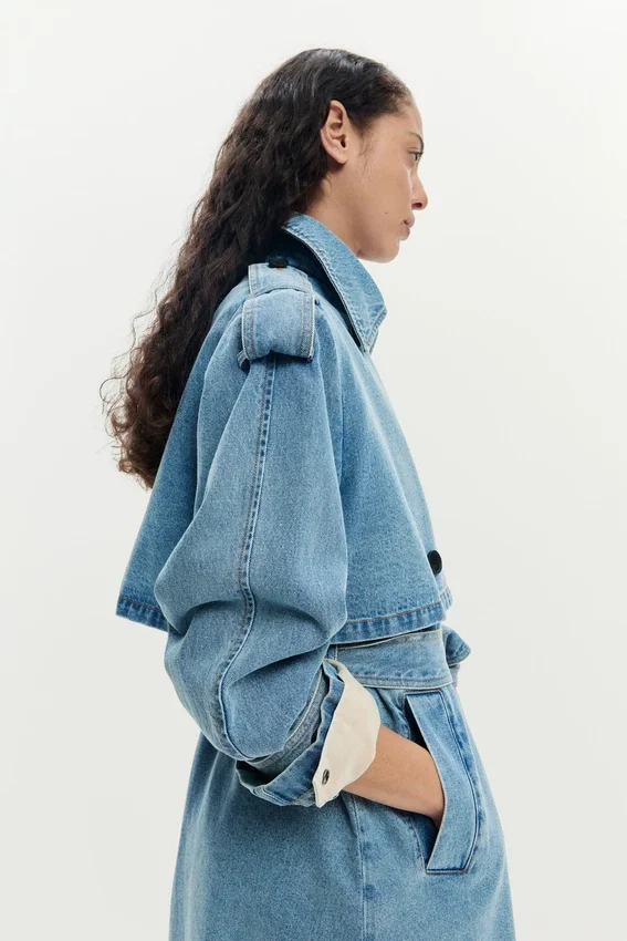 Jeans-Mäntel mit Gürtel Jeans-Mäntel mit Gürtel
