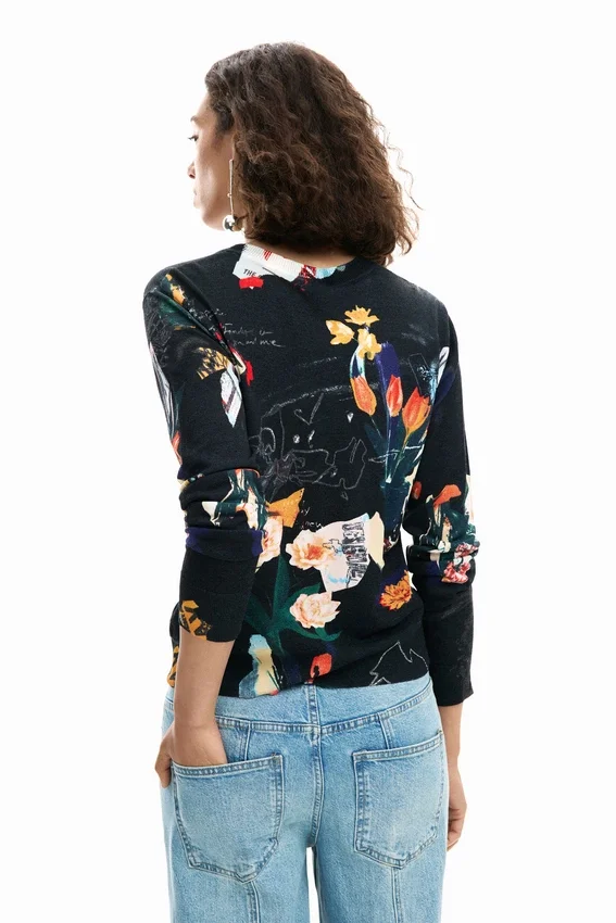 Dünner Pullover mit Pflanzenmotiv Dünner Pullover mit Pflanzenmotiv