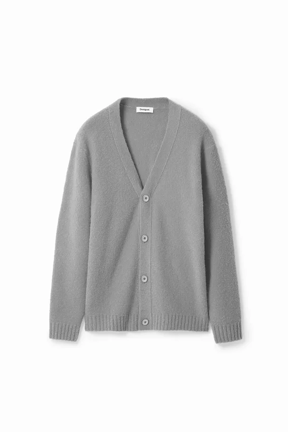 Einfarbige, strukturierte Strickjacke Einfarbige, strukturierte Strickjacke