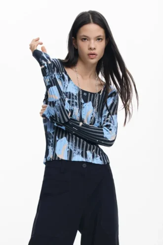 Feiner Pullover mit floraler Textur Feiner Pullover mit floraler Textur