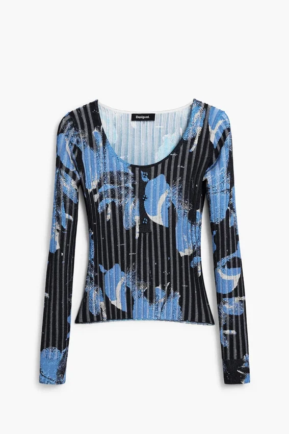 Feiner Pullover mit floraler Textur Feiner Pullover mit floraler Textur