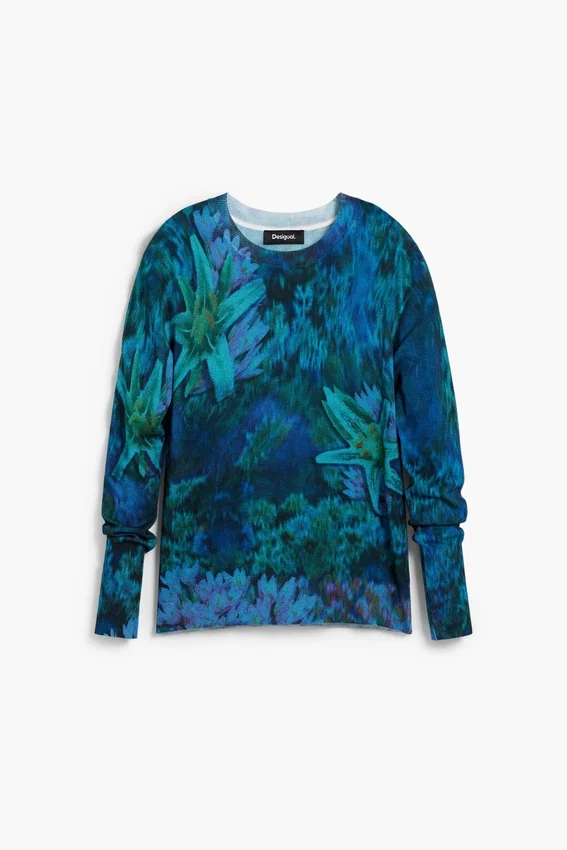 Feiner Pullover mit Gartenblumenmuster Feiner Pullover mit Gartenblumenmuster