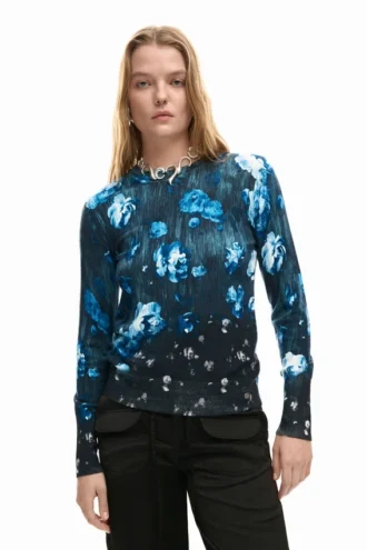 Feinstrick-Pullover mit Blumenmuster Feinstrick-Pullover mit Blumenmuster